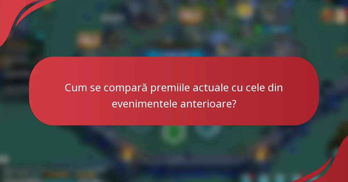 Cum se compară premiile actuale cu cele din evenimentele anterioare?